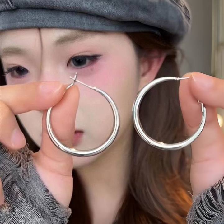 2#银色圆管素圈约4cm耳扣耳圈