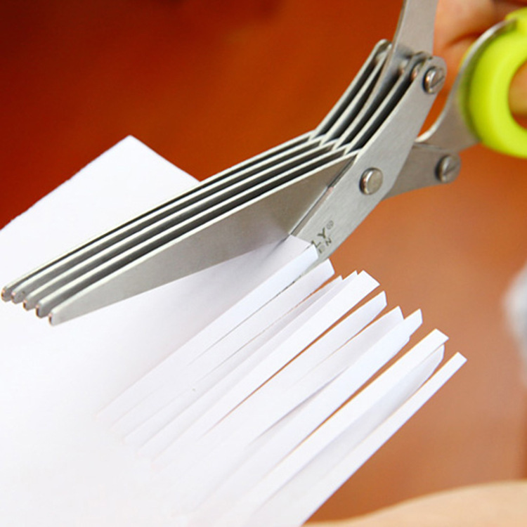 Design Stainless Steel Kitchen Scissors Multilayer Chive Scissors Spice Seaweed Crush Scissors Office Paper Shredding Scissors