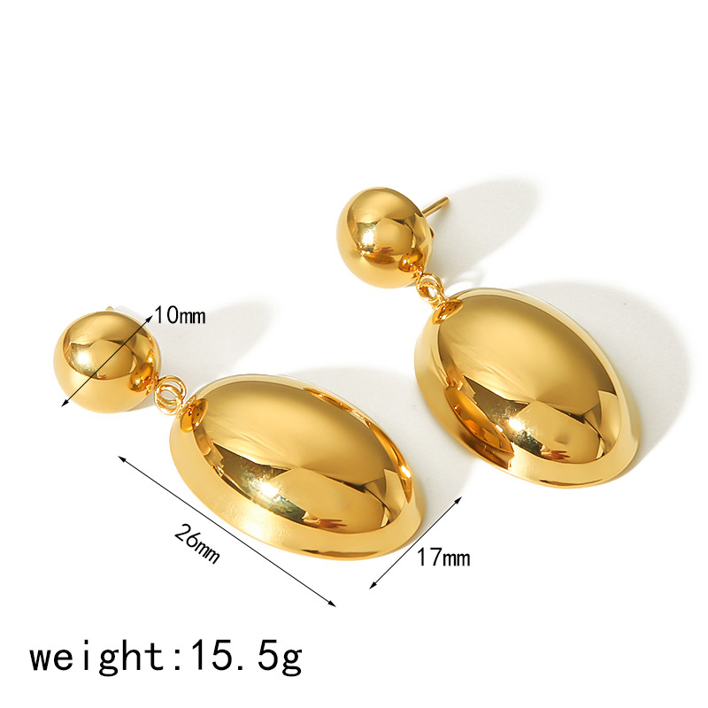 Design 18K Gold Heart Oval Earrings Women Stainless Steel Earrings