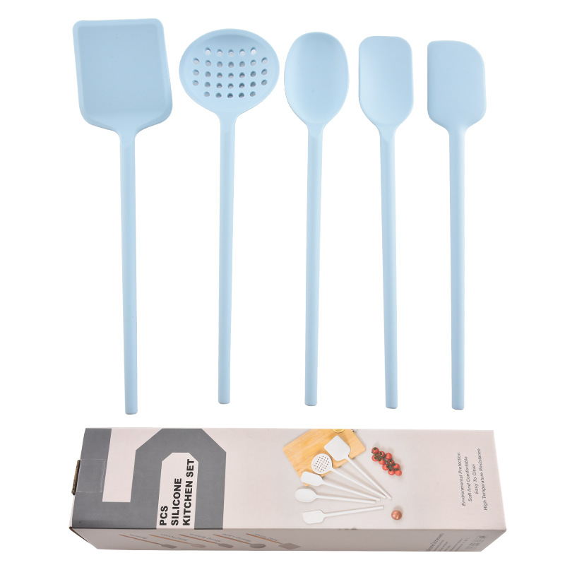 New kitchen silicone cookware set frying spatula soup spoon kitchen cooking spatula spoon 5-piece set