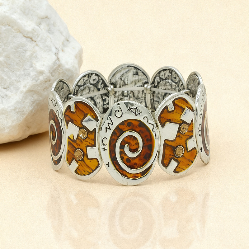 S39 Women's Elastic Oil Drop Bracelet Antique Bronze Enamel Color Bracelet Accessories