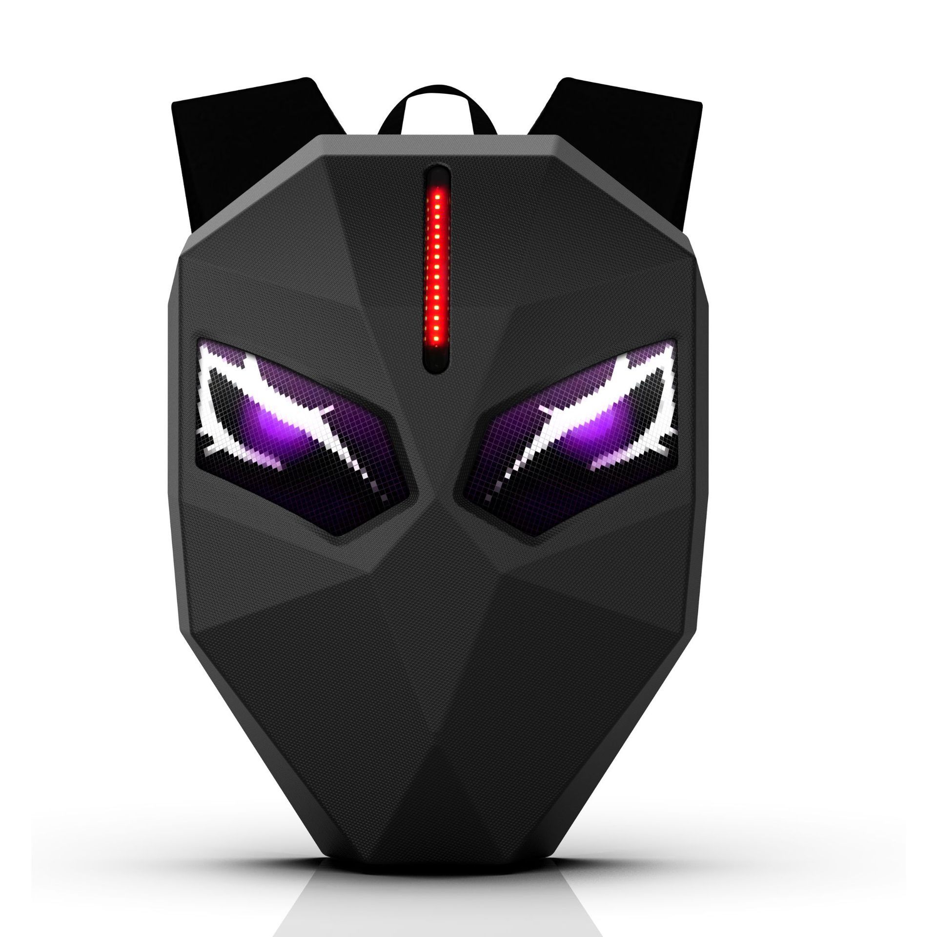 LED Rider Motorcycle Travel Backpack with DIY Glowing Eyes, Helmet Pouch, Waterproof, Unisex