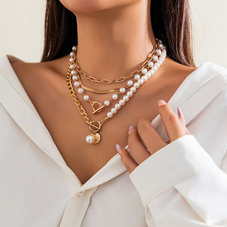 Jewelry bead necklace beach faux pearl ornament starfish shell vacation necklace