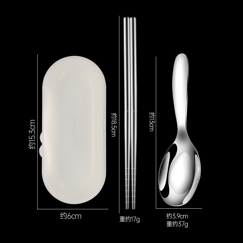 316L portable cutlery set cartoon spoon fork chopsticks three-piece student outdoor portable picnic spoon chopsticks