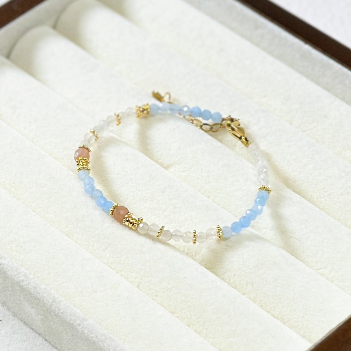 Titanium Steel Natural Stone Shoushan Stone Aquamarine Beaded Bracelet Freshwater Pearl Small Exquisite Bracelet