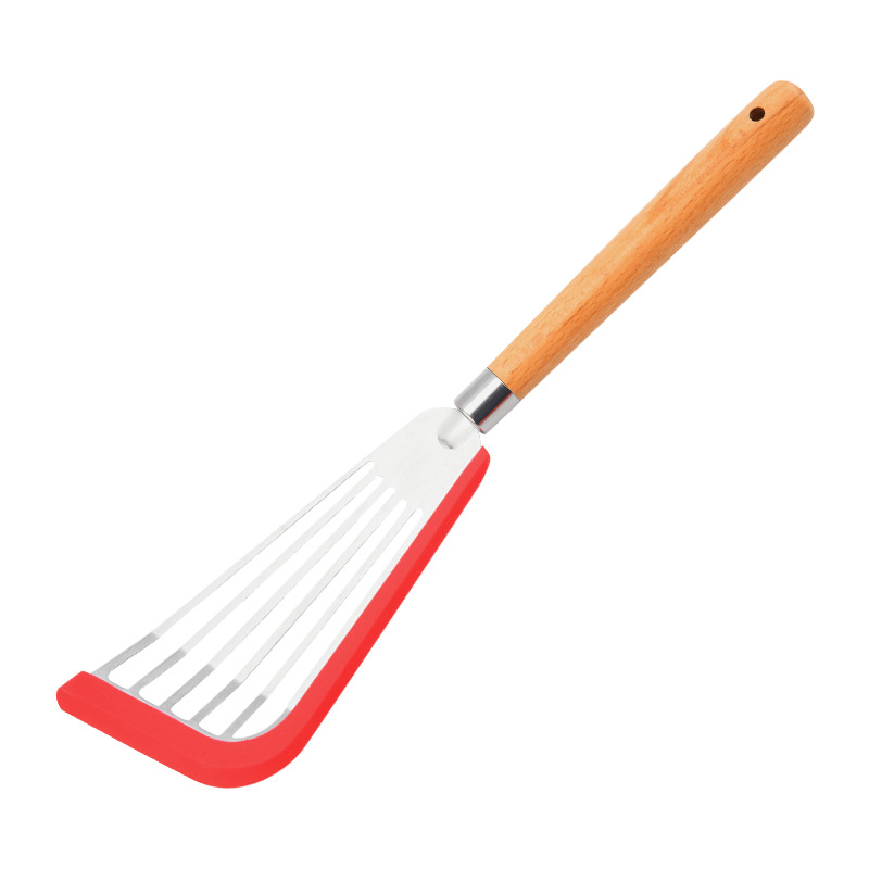 Silicone Cooking Fish Slotted Spatula Household Kitchen Stir-fry Spatula Stainless Steel Steak Spatula Non-stick Pan Kitchenware