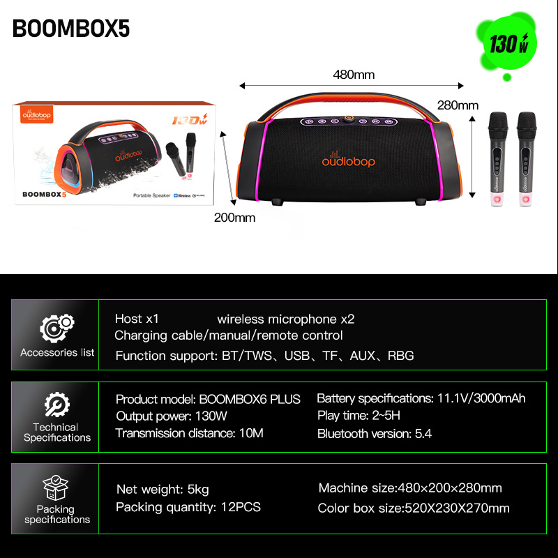 Handheld Portable RGB War God Bluetooth Speaker Outdoor High Power Sound Wireless Microphone K Song