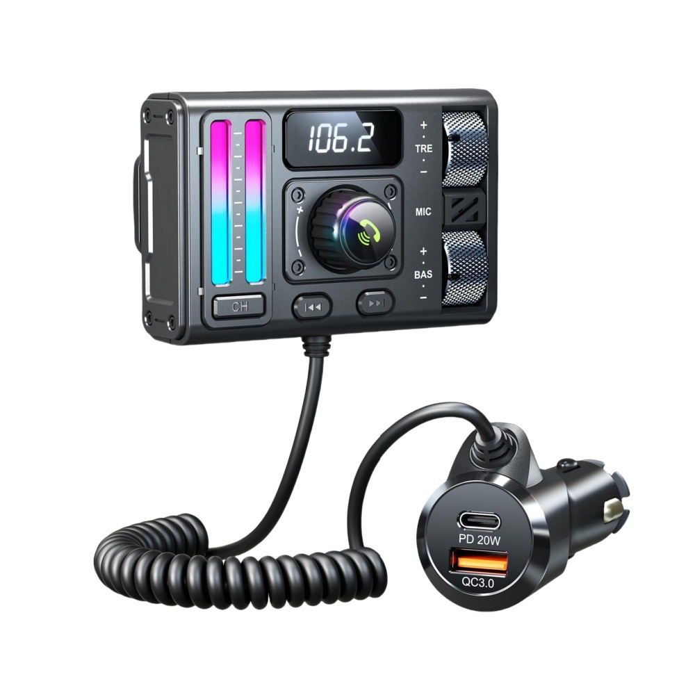 MT02 Car MP3 Bluetooth Player New Heavy Bass AUX Cigarette Lighter Bluetooth Car Charger Fast Charge FM Transmitter