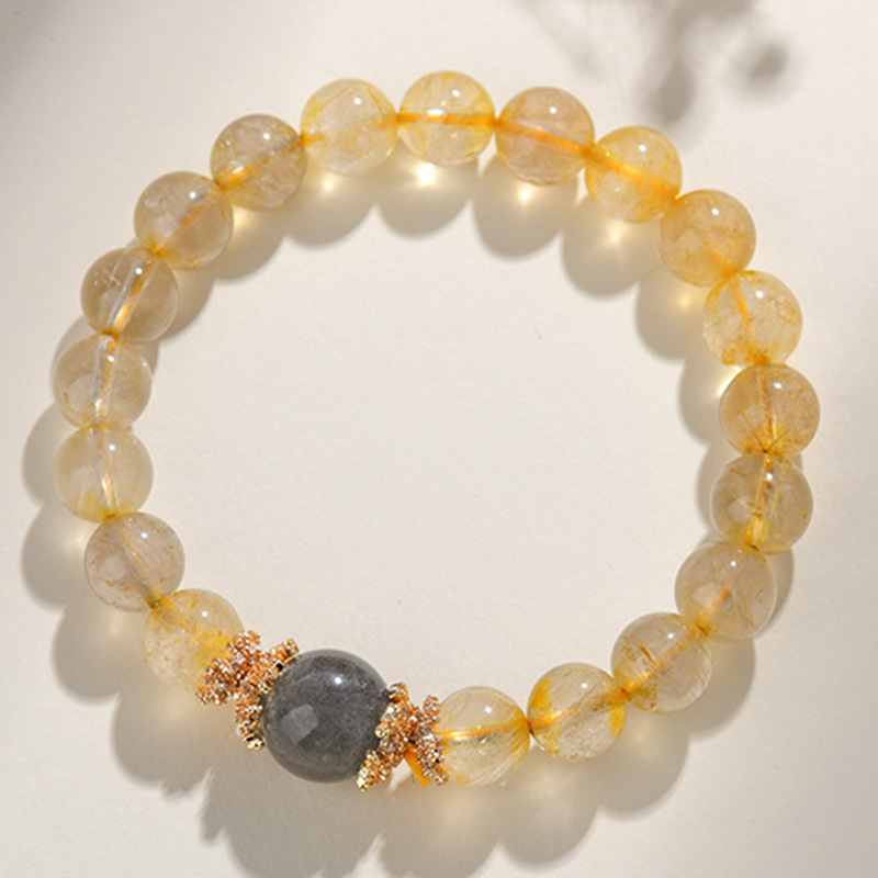 Natural Yellow Tower Crystal White Crystal Pixiu Bracelet New Chinese Style Original Women's Colorful Bracelet
