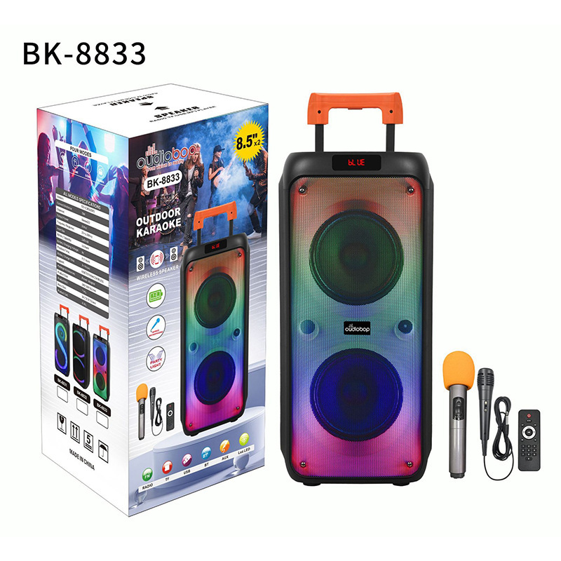 High Power 60W Square Dance Speaker Dual Horn Pull Rod Bluetooth Speaker Outdoor Loud Bass