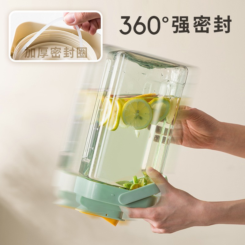 Refrigerator Cold Water Jug with Faucet Fruit Tea Cold Brew Pot Cold Water Pitcher Household Large Capacity Beverage Juice Tea Drink Bucket