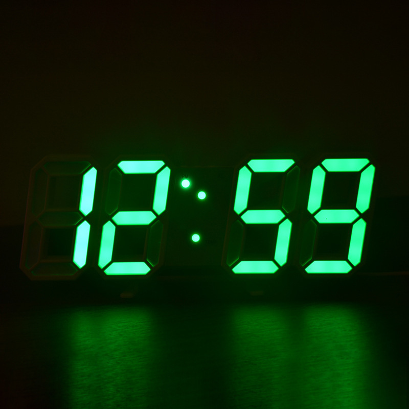 Wall Clock 3D Digital Clock Tech Desktop LED Night Light Alarm Clock Electronic Wall Clock Living Room