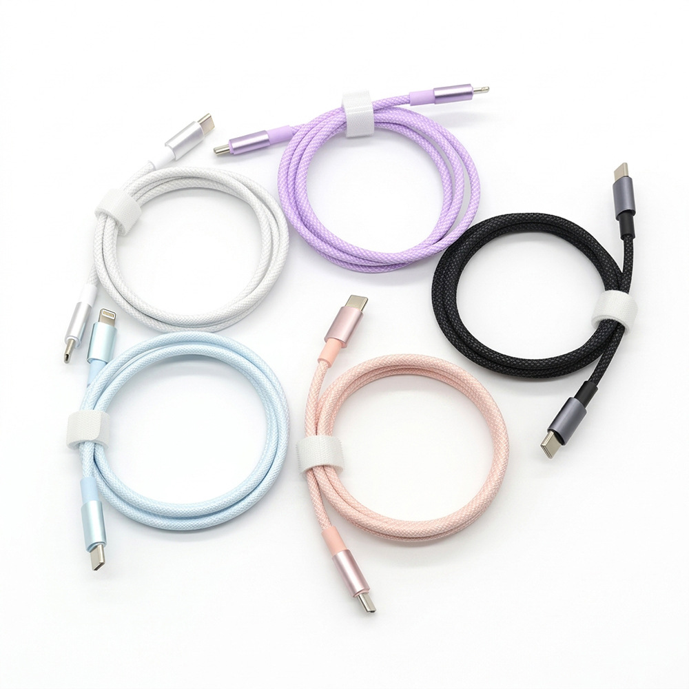 Dedicated Aluminum Shell Braided Fast Charging Data Cable for Apple Huawei Phone PD27W Dual Type-C Charging Cable