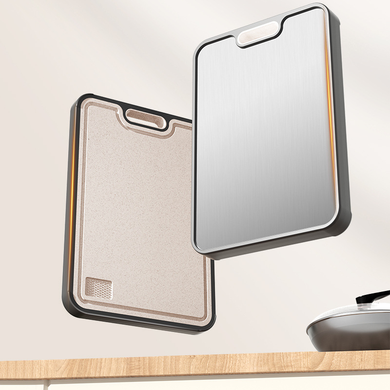Anti-mold double-sided pure titanium cutting board double-sided stainless steel cutting board antibacterial household panel wheat straw sticky board