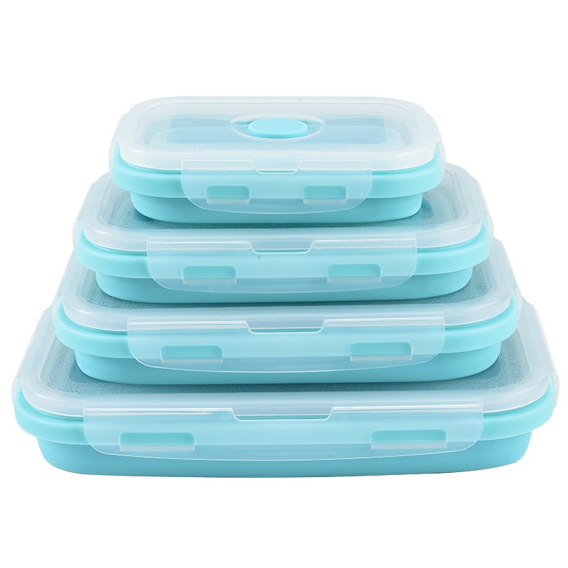 Silicone Lunch Box Household Fresh-keeping Box Children's Lunch Box Outdoor Portable Travel Bento Box Student Plate
