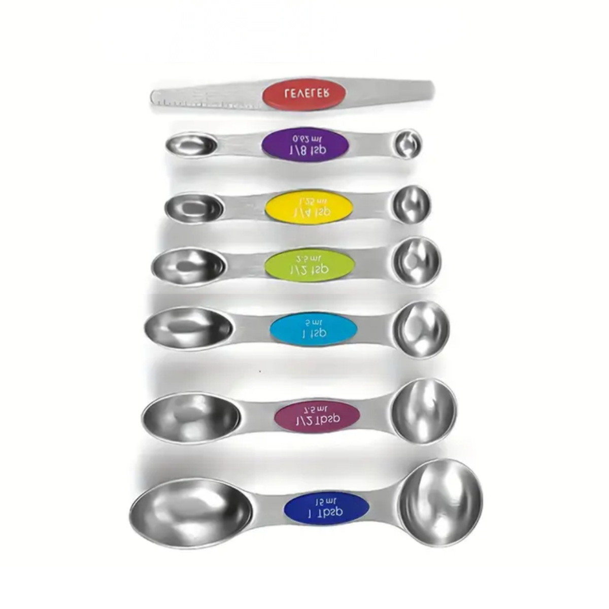 FCM Magnetic Overlapping 430 Stainless Steel Double Head Measuring Spoon Set with Scale Multifunctional Measuring Spoon