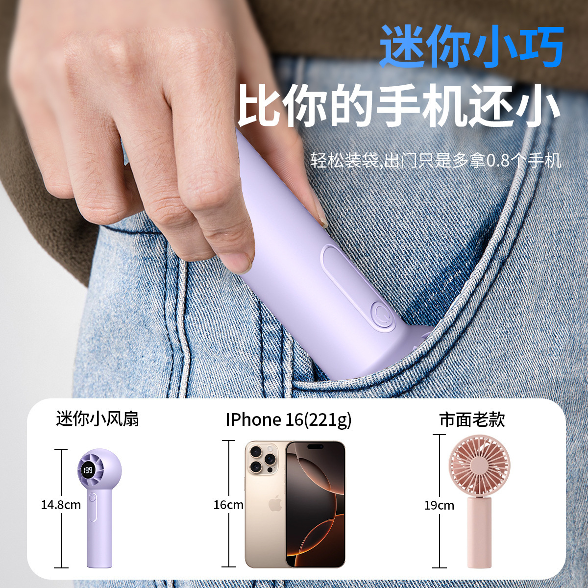 2026 New T237 High-Speed Handheld Fan USB Charging Mini Strong Wind Digital Display Portable Violent Fan