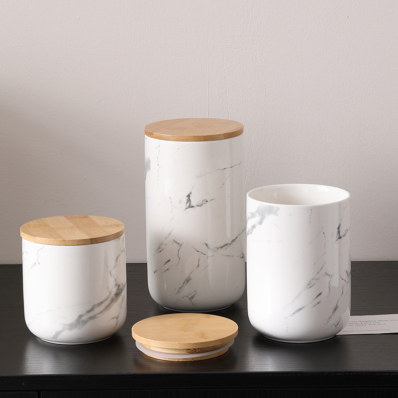 Nordic ceramic airtight jar kitchen grain storage jar food storage jar candy jar coffee tea canister airtight box