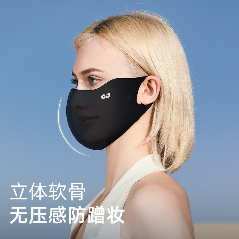 Summer Ice Silk Sun Protection Mask Women UV Protection Cuttable Anti-makeup Smudge Invisible Thin Breathable Face Mask XKZ62