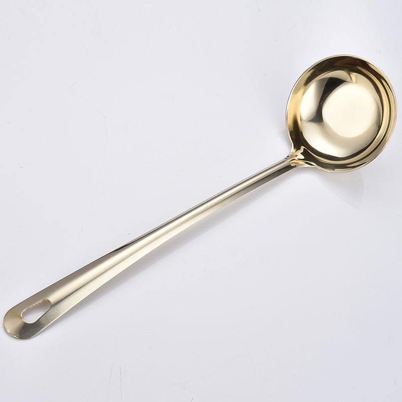 Stainless Steel Soup Spoon Home Kitchen Serving Spoon Beef Hot Pot Oil Residue Strainer Long-Handle Seasoning Large Spoon
