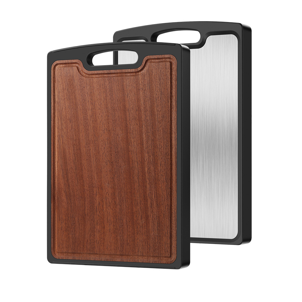 Household solid wood hanging ebony double-sided cutting board large thickened antibacterial kitchen anti-slip pure titanium cutting board