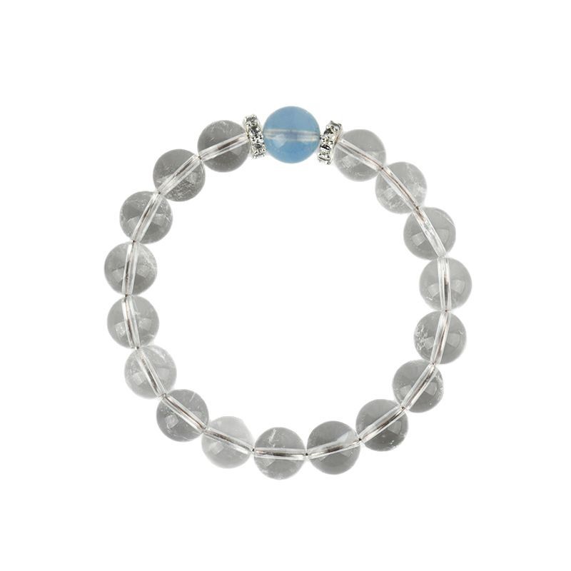 Natural White Crystal Aquamarine Round Bead Bracelet Women Fresh Bracelet Network Jewelry Custom