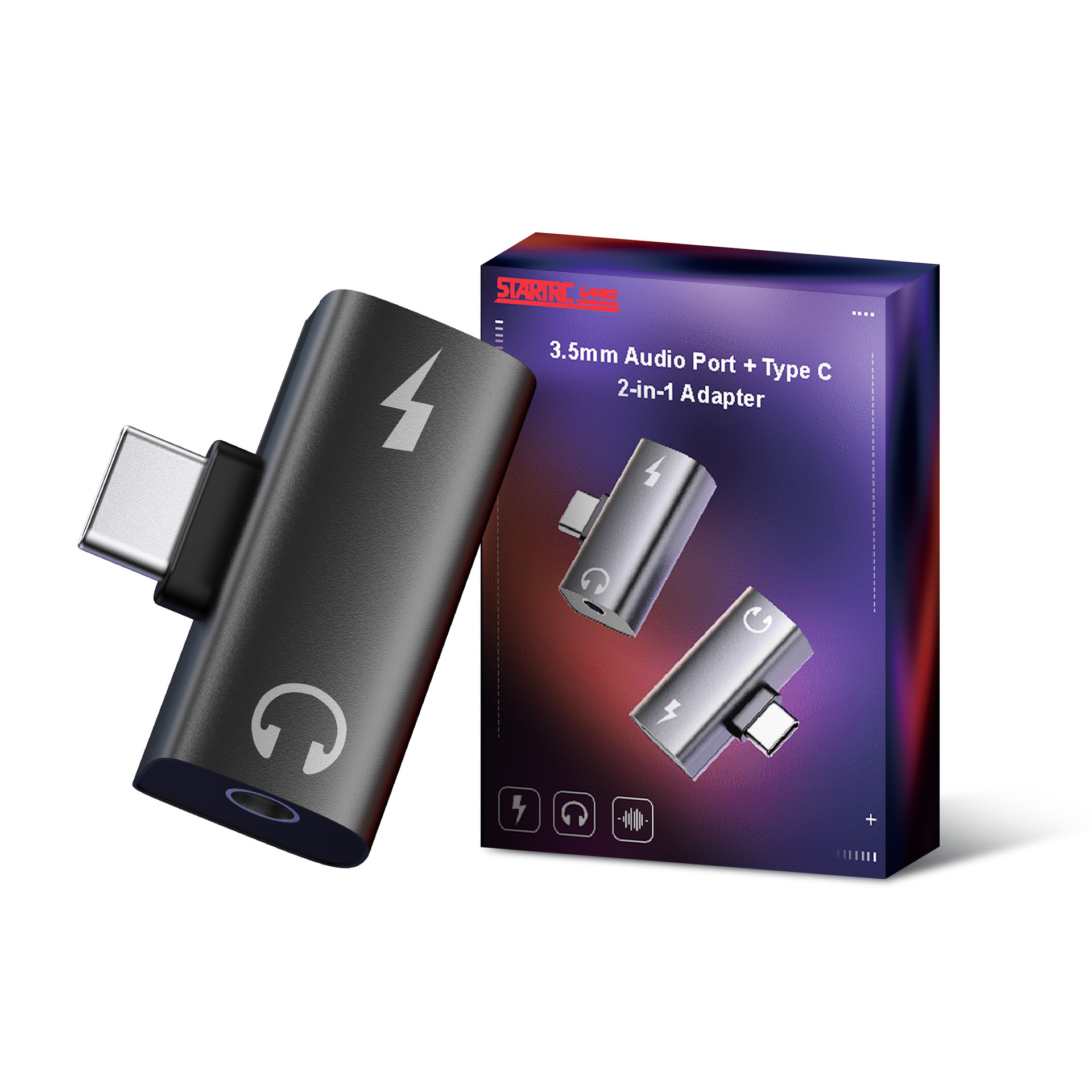 Meta Quest 3S 2-in-1 Audio Adapter T-shaped Dual Lightning Charging Headphone Adapter
