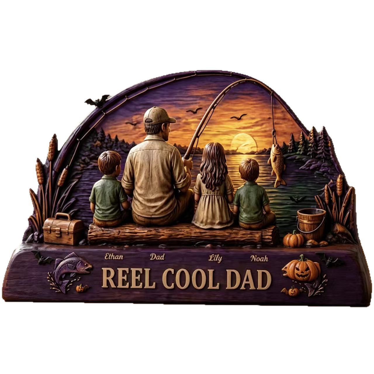 Wooden Family Theme Craft Ornament Multi-Scene Halloween Home Decoration Craft