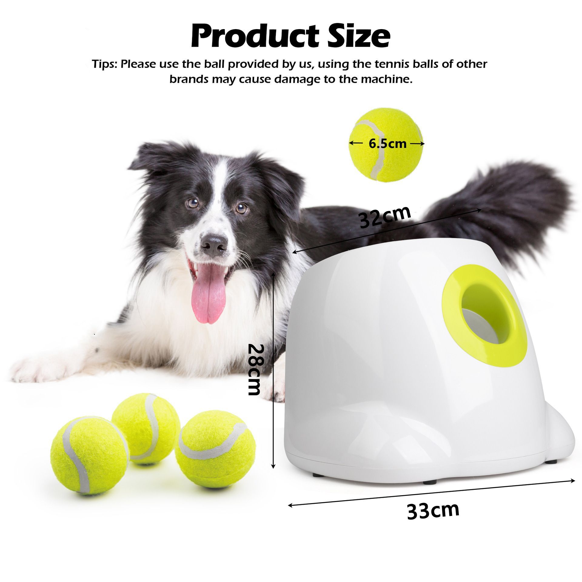 AFP Large Dog Automatic Ball Launcher for Big Dogs 6.5cm Tennis Ball Thrower Pet Indoor Outdoor Training