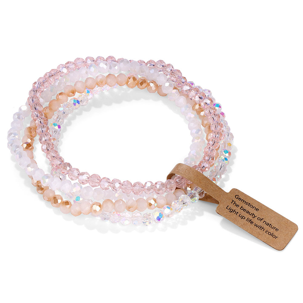 Color-coated glass four-piece bracelet set for best friends, gift label set hand jewelry