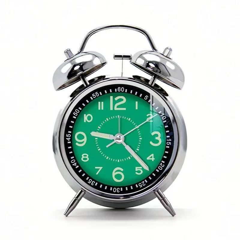 Metal bell alarm clock with electroplating, luminous, bedroom, Aishida sweep-second alarm clock, student clock