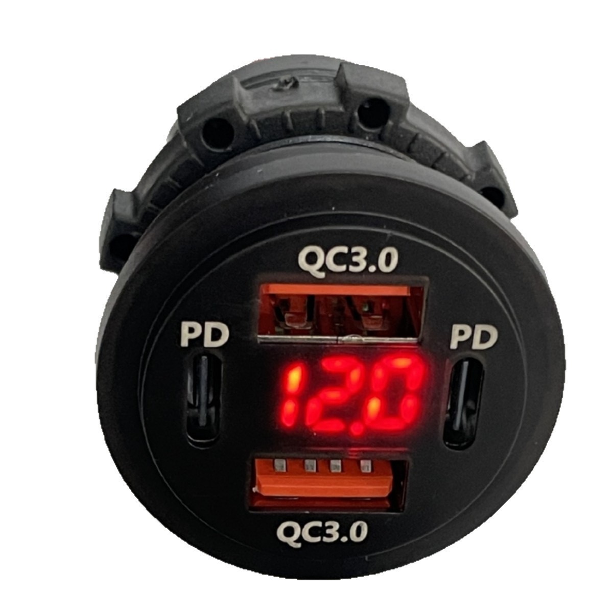 Modified Car Motorcycle Four-Port Digital Display Car Charger PD+QC3.0 Fast Charge Phone Retrofit Car Charger