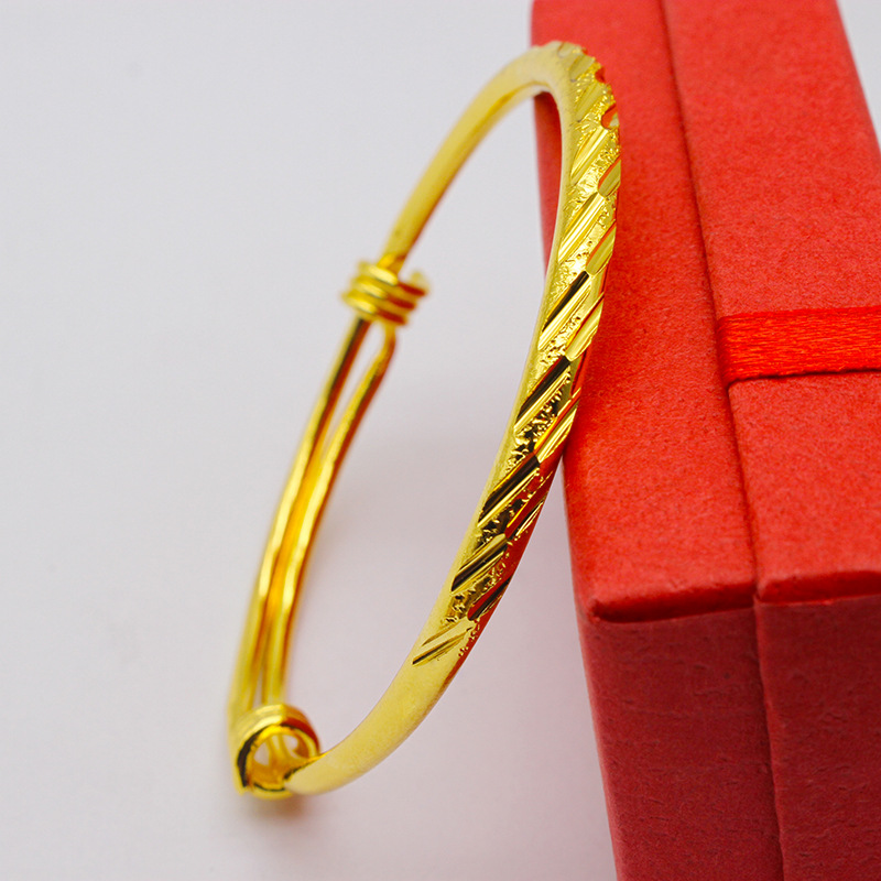 Gold-plated bracelet women 18K imitation gold push-pull bracelet dragon phoenix blessing phoenix tail street vendor ten yuan style