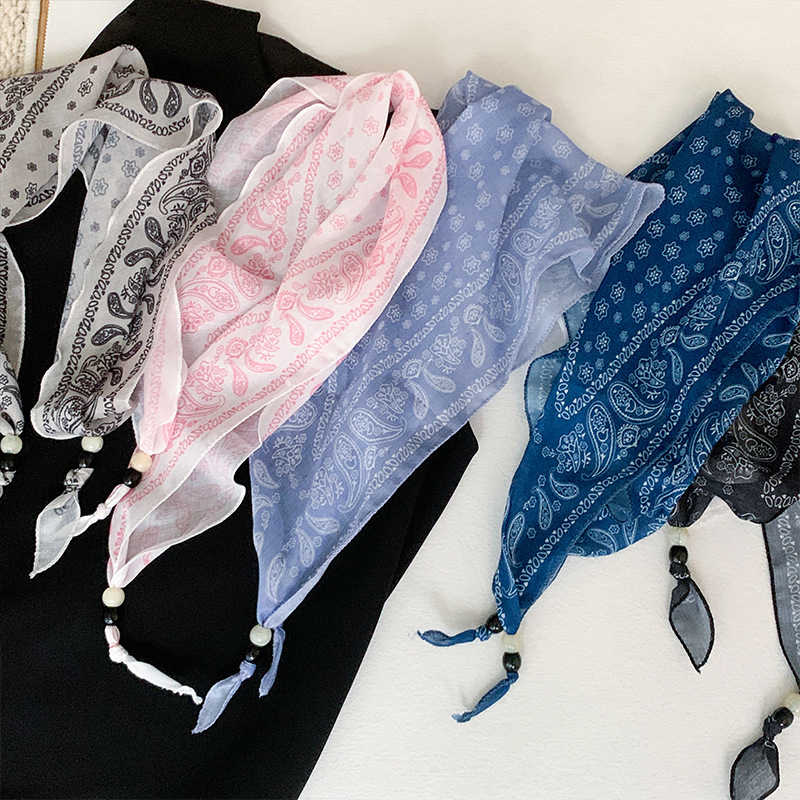 Scarf triangular scarf, elegant accessory thin neck-tie headscarf multi-use