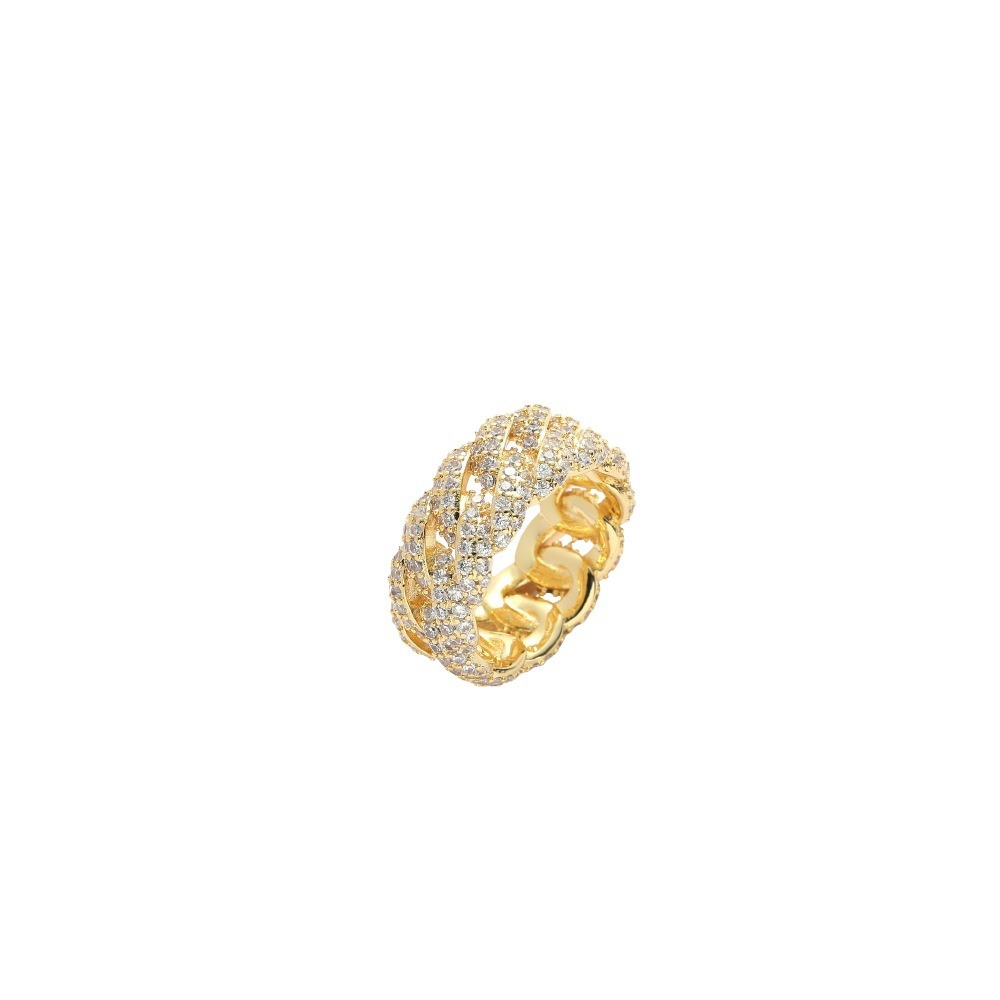 Hip-hop Cuban ring men's full zircon women's couple ring hip-hop Cuban ring