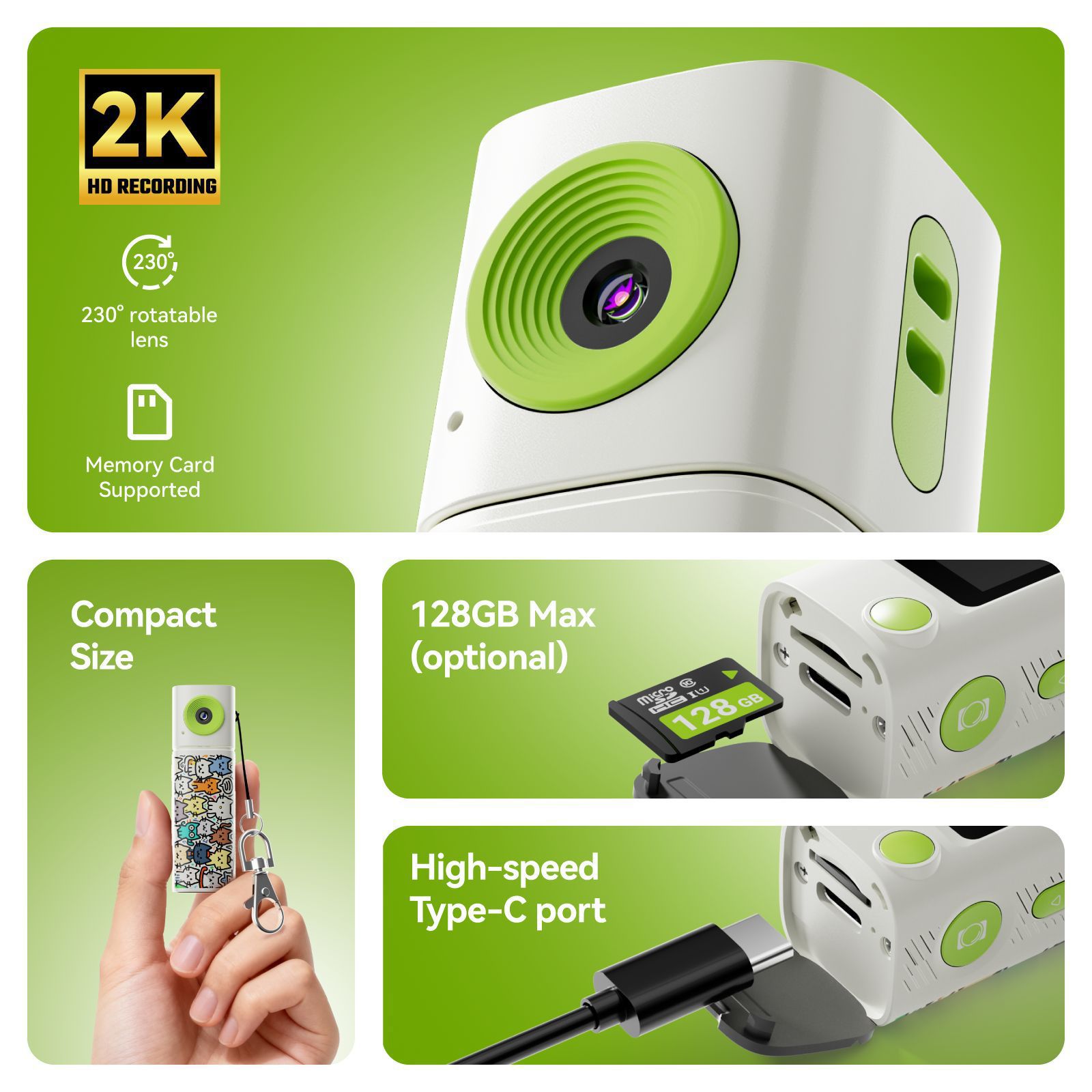 G10 Thumb High-Definition Rotating Lens Camera for Teenagers, Students, Pocket Sports Video Recorder 10