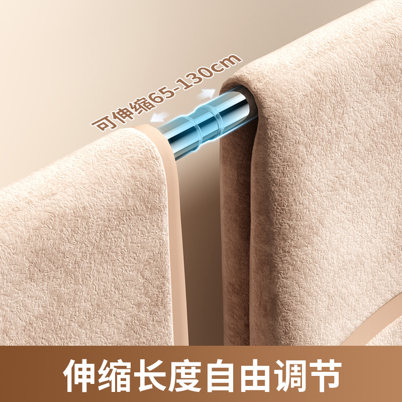 Suction cup telescopic towel bar rotatable no-drilling bathroom toilet hook storage rack slipper storage hanging rod
