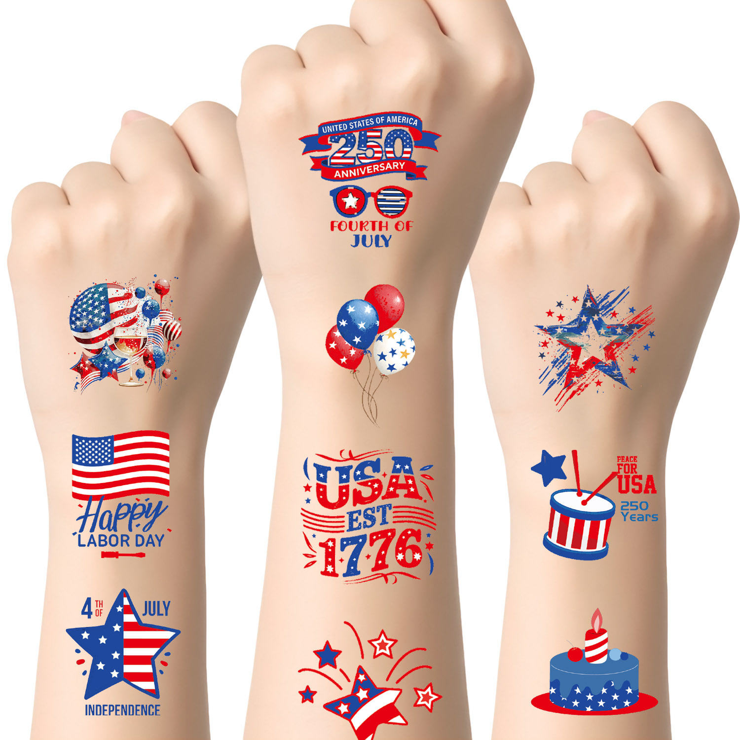 New America 250th Anniversary Independence Day Temporary Tattoo Sticker DIY National Day Face Sticker National Day Party Gathering