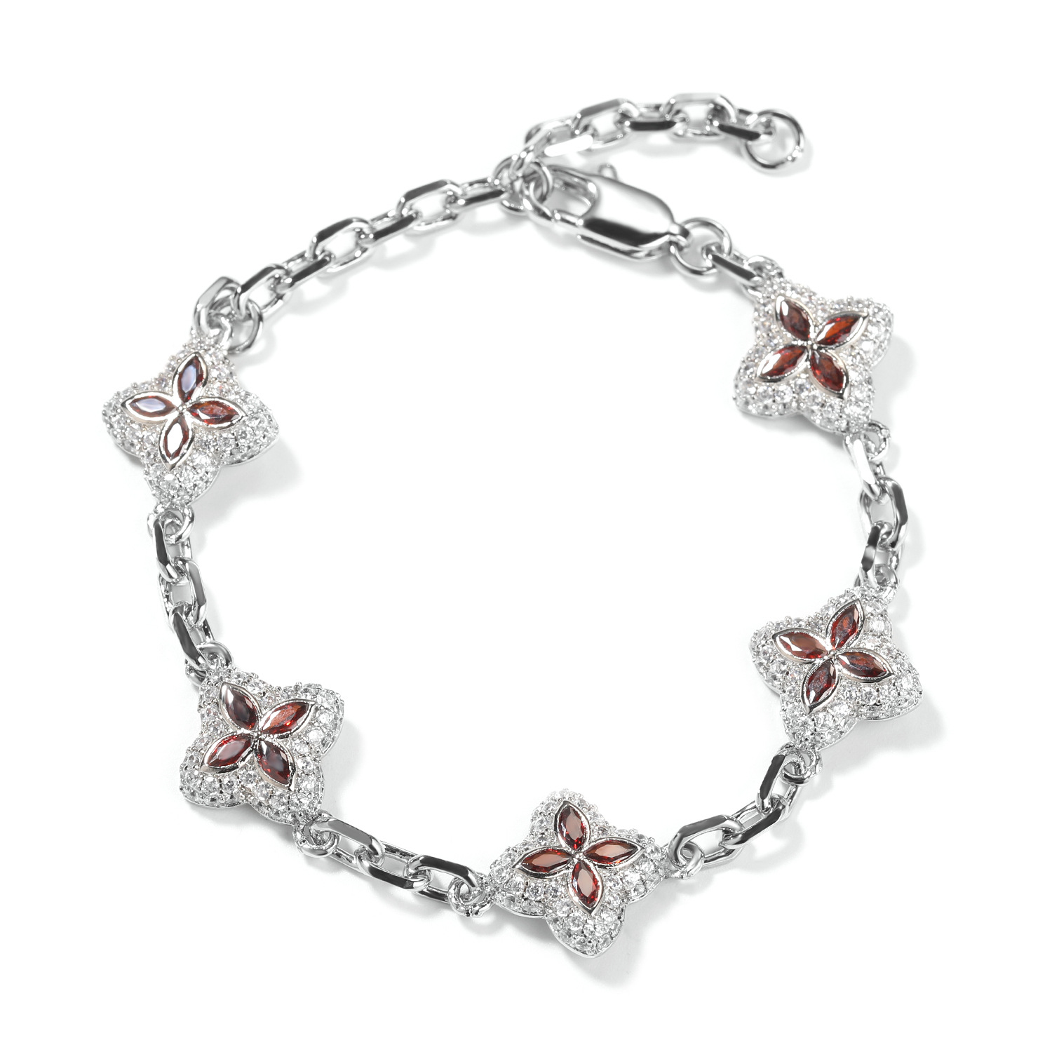 Hip Hop Full Diamond Four-Leaf Clover Bracelet Unisex Necklace Four-Leaf Clover Necklace