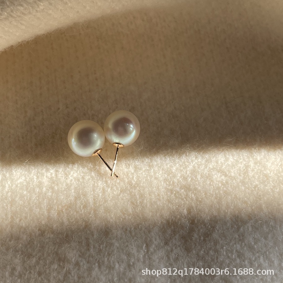 fever925 silver genuine round earrings strong light dazzling style Swarovski crystal big pearl ear studs