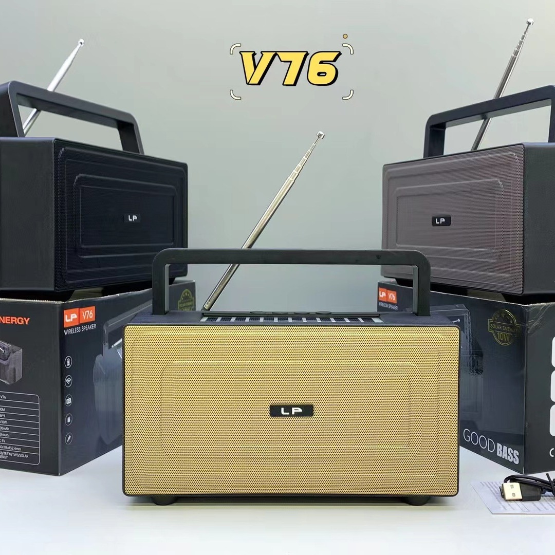 New LP-V76 Solar Bluetooth Speaker Outdoor High Power Subwoofer Portable Handle Radio Speaker