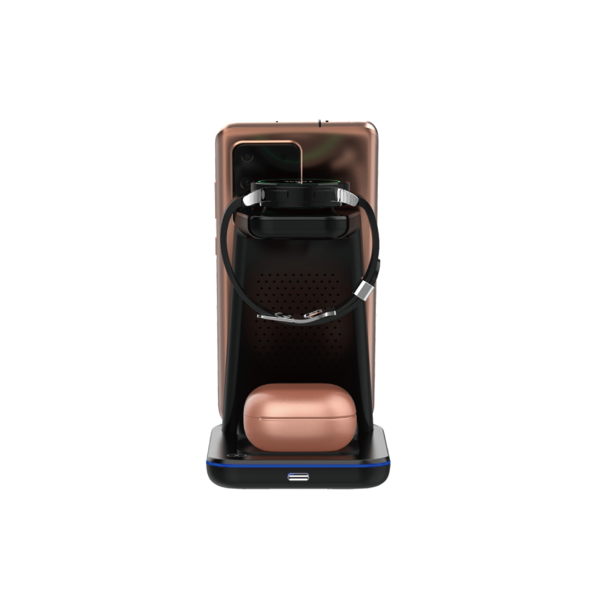 New black technology three-in-one wireless charger for Apple phone Samsung watch 15W wireless charging