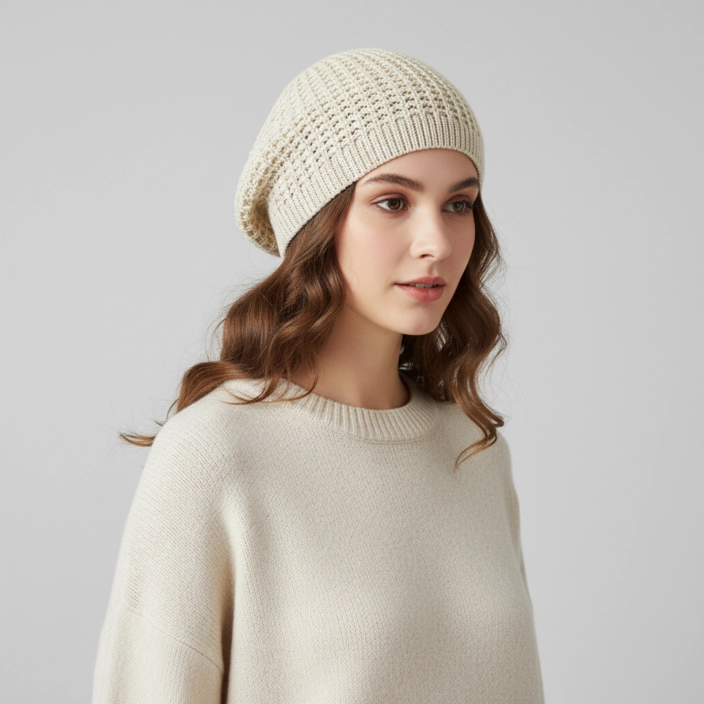 Women's Winter Knit Stacked Hat Winter Hat Red New Gray
