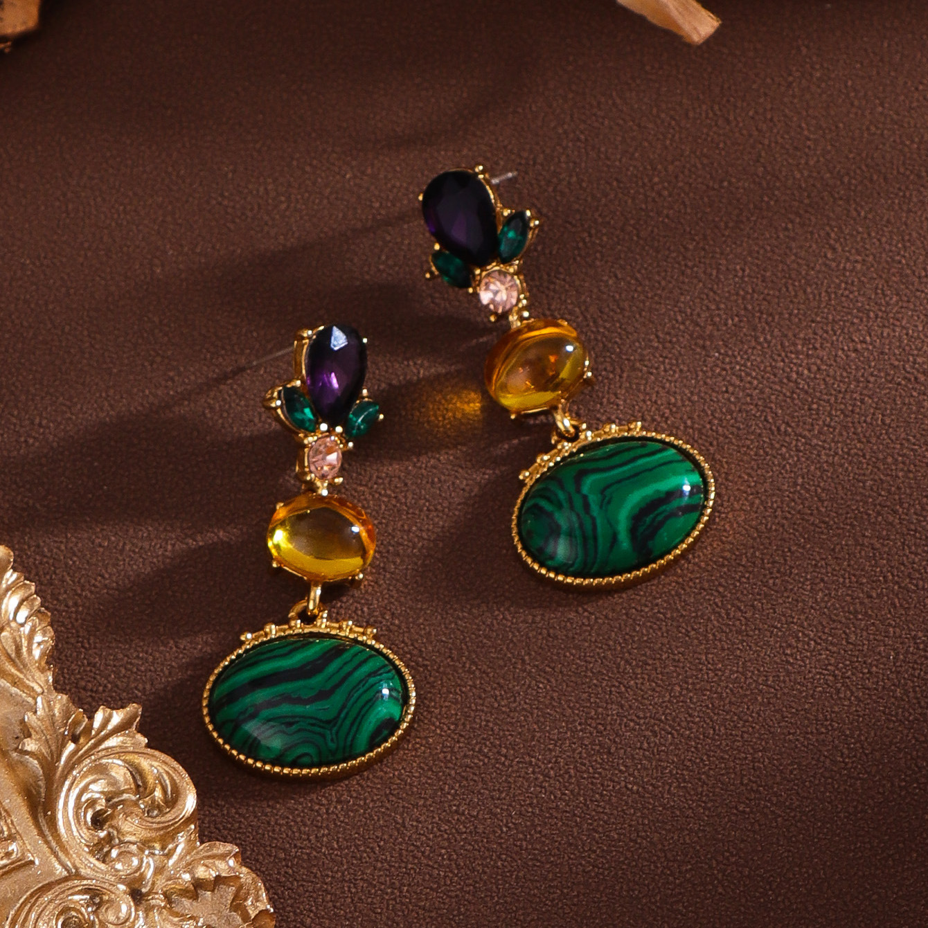 Original Design Wind Accessories Vintage Style Gemstone Earrings Women