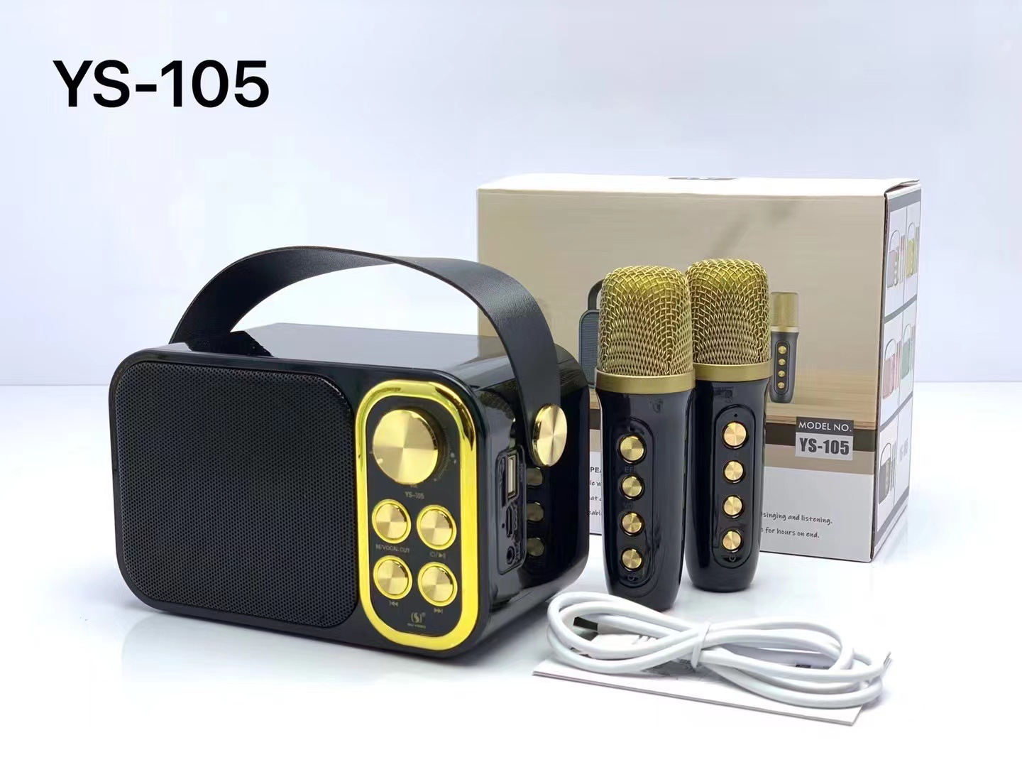 YS-105 Bluetooth Audio Dual Mic Home KTV Outdoor Karaoke Microphone Professional Children K Song Speaker