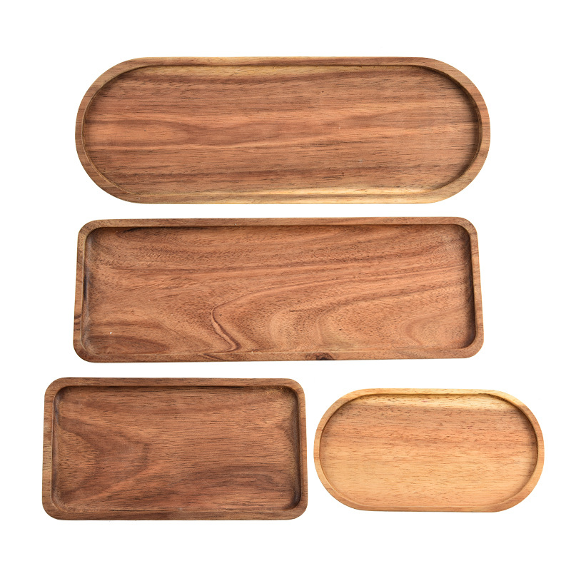 Acacia Wood Tray Coaster Tea Tray Hotel Solid Wood Tray Fruit Dessert Plate Rectangular Soaking Tray