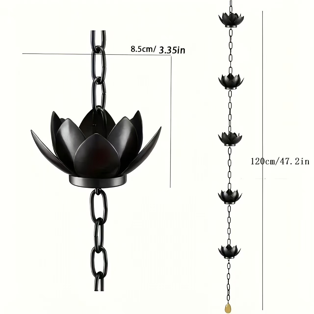 New Lotus Rain Chain Outdoor Courtyard Hanging Chain Decorative Drainage Water Guide Chain