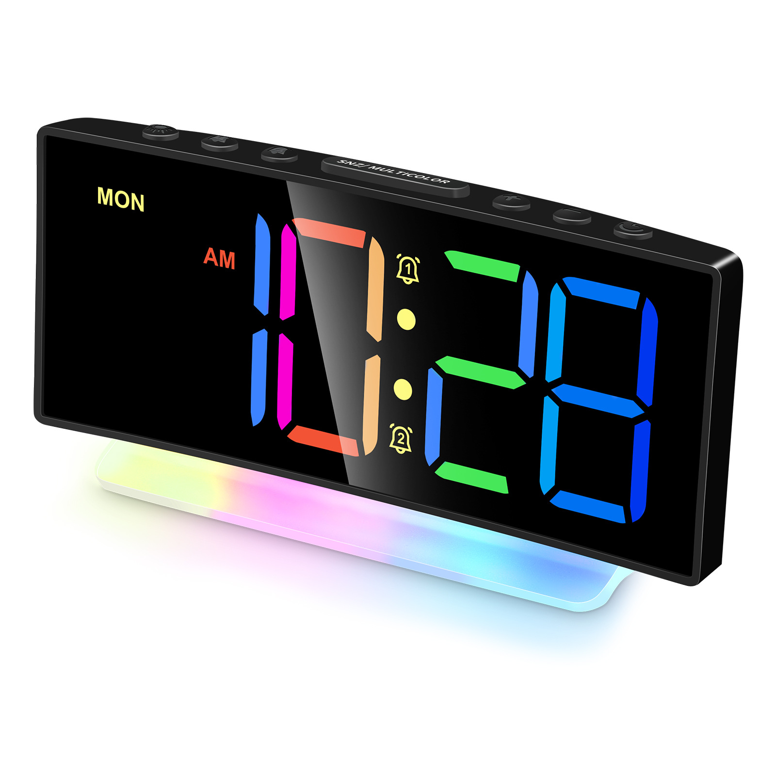 Arc projection alarm clock LED colorful table clock large screen digital display electronic clock table clock decoration