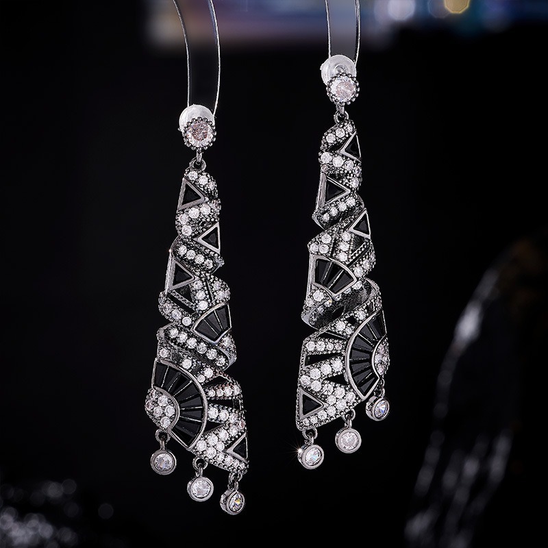 Heavy Craft Earrings Geometric Niche Ethnic Style Earrings s925 Silver Needle Earrings for Women