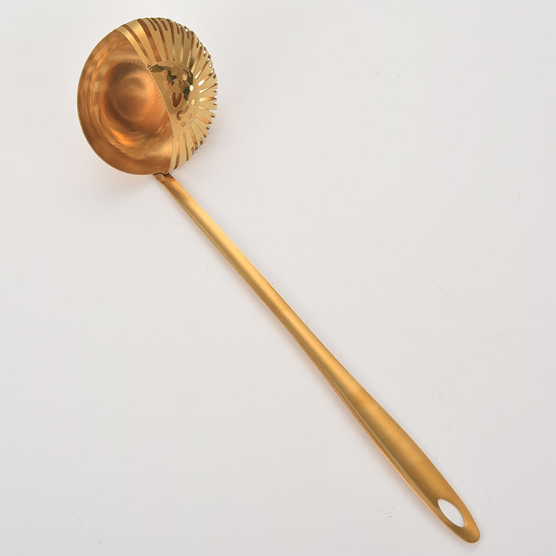 Gold Dual-Purpose Spoon and Strainer 2-in-1 Long-Handle Soup Spoon Filter Spoon Stainless Steel Hot Pot Integrated Spoon